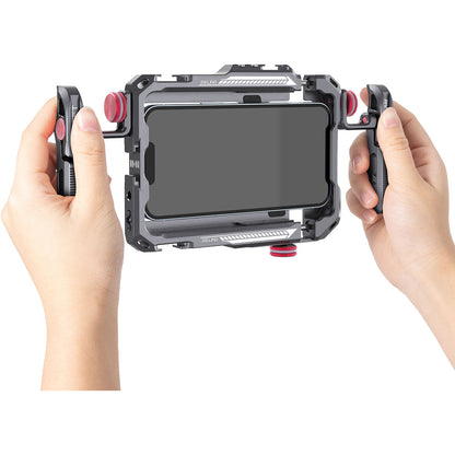 Ulanzi LINO Aluminum Smartphone Cage Dual Handle Rig 360 Adjustable with Cold Shoe, Rubber Gaskets for 5.4 to 6.7" Mobile Phones Vlogging Livestreaming