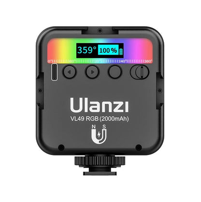 Ulanzi VL49 RGB Pocket LED Video Light 2700K-9000K On Camera Light Mini Pocket Fill Light Photography Lighting Vlog Light
