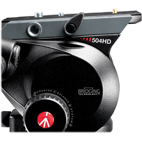 Manfrotto 504HD Fluid Video Head with 75mm Half Ball 504HD for Manfrotto Tripods for Vlogging, Photography