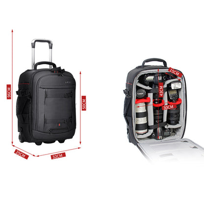 [CLEARANCE] Eirmai Waterproof Camera Trolley Bag Wheeled Convertible Backpack with Adjustable Compartments (Fits 2 DSLR, 7 Lenses,1 Flash, 1 Tripod)