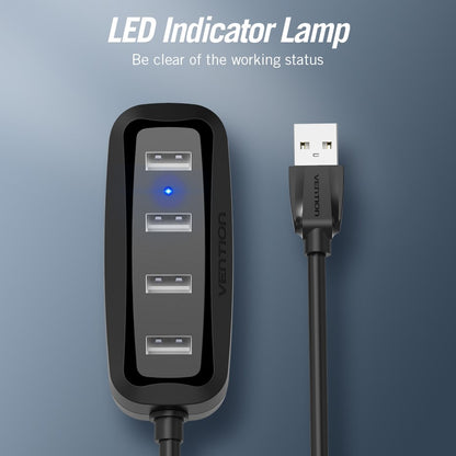 Vention USB 2.0 Hub 4-Ports 480Mbps High-Speed Transfer with LED Indicator Lamp (Different Cable Lengths Available) (VAS-J43)