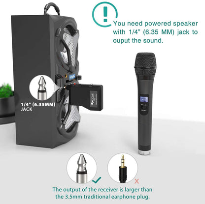 Fifine K025 Wireless Microphone, Handheld Dynamic Mic System for Karaoke Nights, House Parties, Over the Mixer PA System Speakers