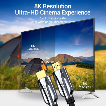 Vention HDMI 2.1 Cable PVC Cotton Mesh (Male to Male) 8KHD 60Hz Video Cable with Zinc Alloy Shell Casing Dynamic HDR Support (Different Lengths Available) (AAL)
