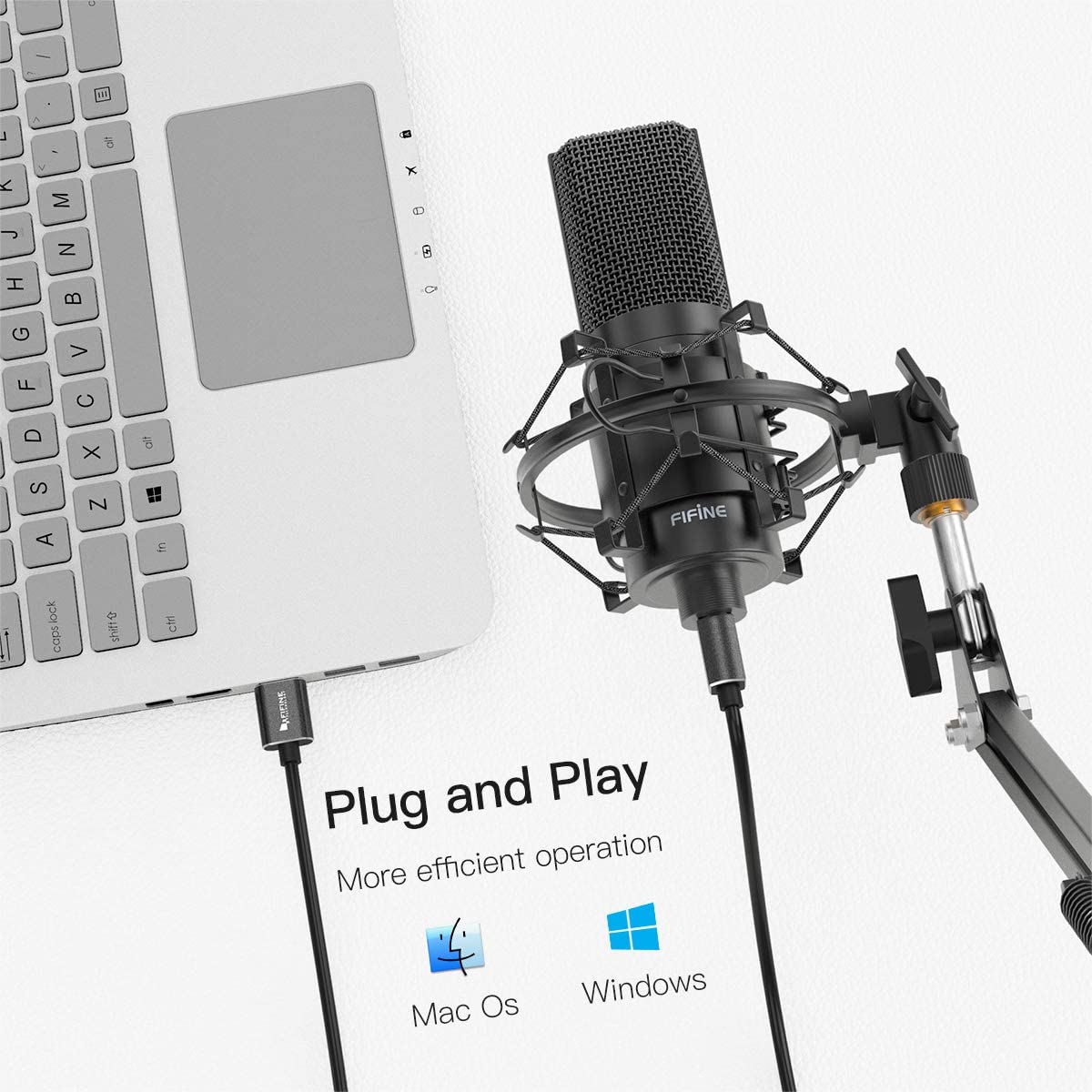 FIFINE K780 USB Streaming Microphone Kit, Condenser Studio Mic with Arm Stand & Pop Filter for Podcast Vocal Recording Singing YouTube Gaming Voice Over, Directional Computer Mic for PC iMac Laptop