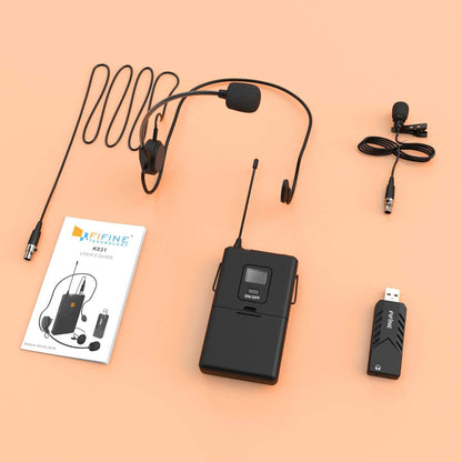 [CLEARANCE] Fifine K031B Wireless USB Microphones for Computers, PC, Mac, USB Receiver, Transmitter, Headset and Clip Lavalier Lapel Mic