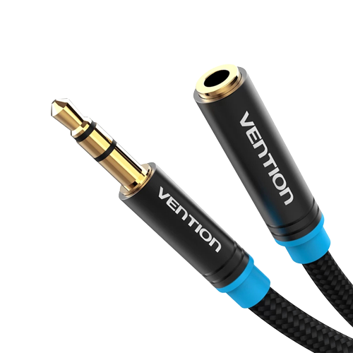 Vention TRS 3.5mm Male to 3.5 Female Cotton Braided Gold Plated (VAB-B06) Stereo Audio Extension Cable for Amplifiers, Sound Box, Laptops, Smartphones (Available in 0.5M, 1M, 1.5M, 2M, 3M, 5M)