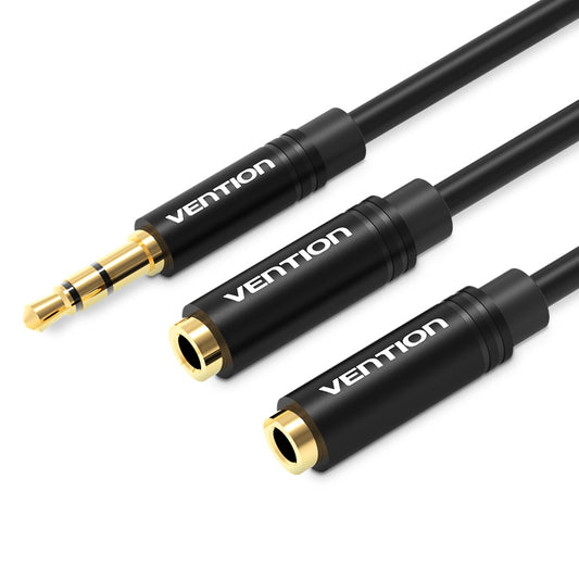 Vention TRS 3.5mm Male to Dual TRS 3.5mm Female 0.3-Meter Gold Plated (BBWBY) Audio Splitter Cable for Mobile Phones, Laptops, Speakers