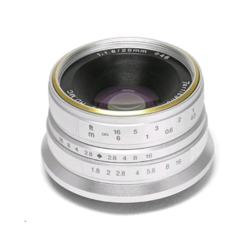 7Artisans Photoelectric 25mm f/1.8 Manual Focus Design Lens for Canon EF-M Mount (Silver)