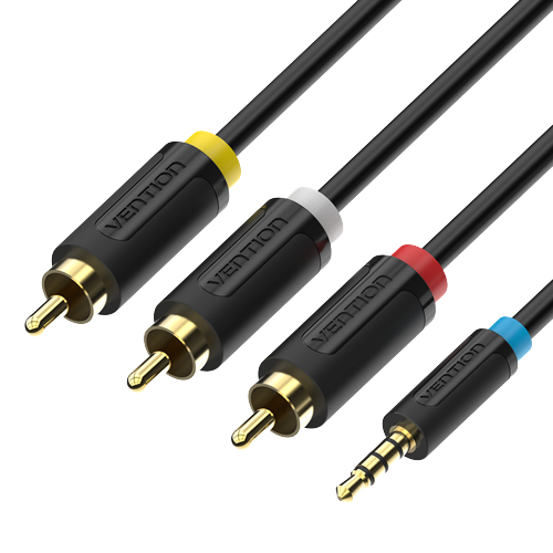 Vention TRS 2.5mm to Triple RCA 2-Meters Gold Plated (BCC) Audio and Video Cable for TV, TV Box, PC, Laptops, Amplifiers, Speakers