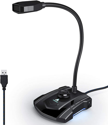 [CLEARANCE] Maono AU-GM31 GM31 Plug and Play Gooseneck USB Omnidirectional Condenser Microphone with Mute Button Extended USB Port and LED Atmosphere Lights for Gaming, Youtube, Podcasting and Streaming