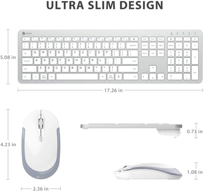 iClever GK08 2.4GHz 17 x 5 Inch Wireless Rechargeable Keyboard and Mouse Combo with Windows and Mac Compatibility GK-08 GK 08