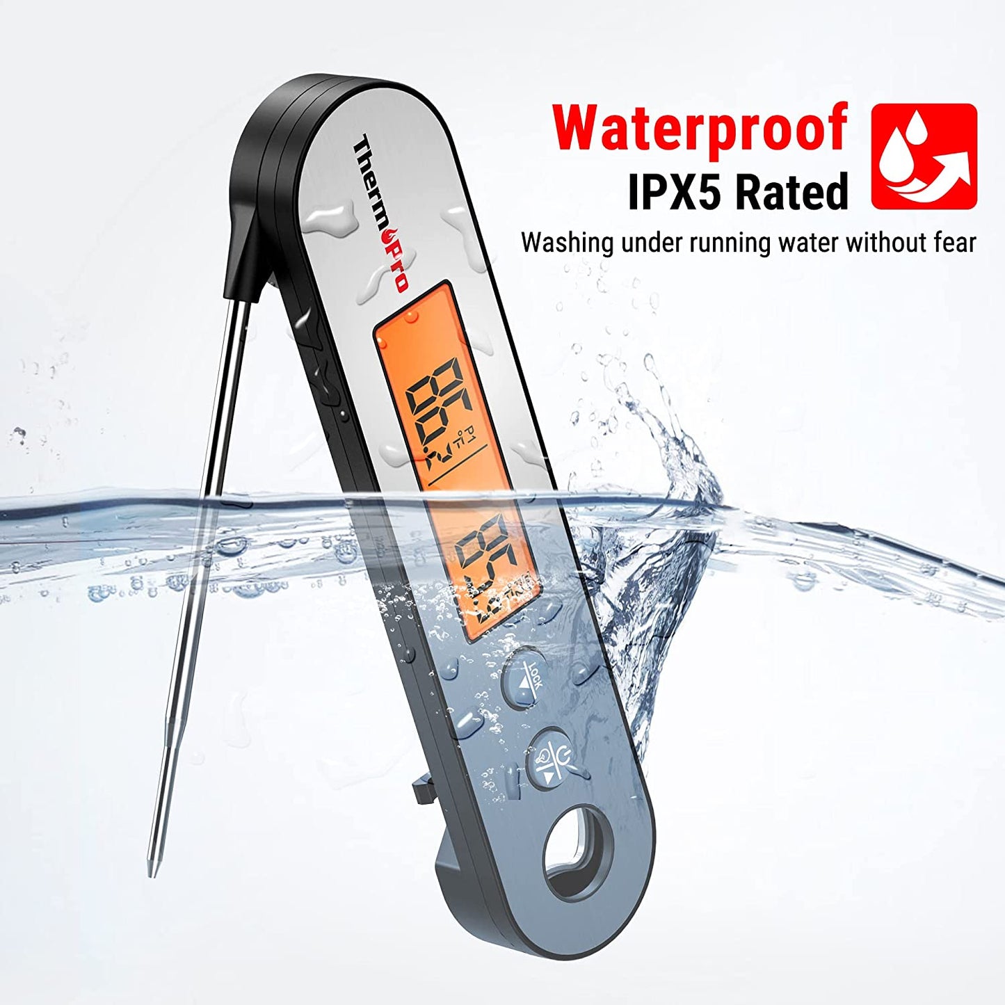 Thermopro TP-610 2-in-1 Dual Probe Waterproof Meat Thermometer with Instant Read and Alert Function Features Perfect for Grilling and Oven Cooking