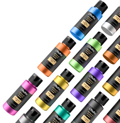 Ohuhu Art Paints 24-Pc Metallic 59ml Acrylic Paint Set for Wood and Ceramic Art Crafts OHUHU Y30-80700-34