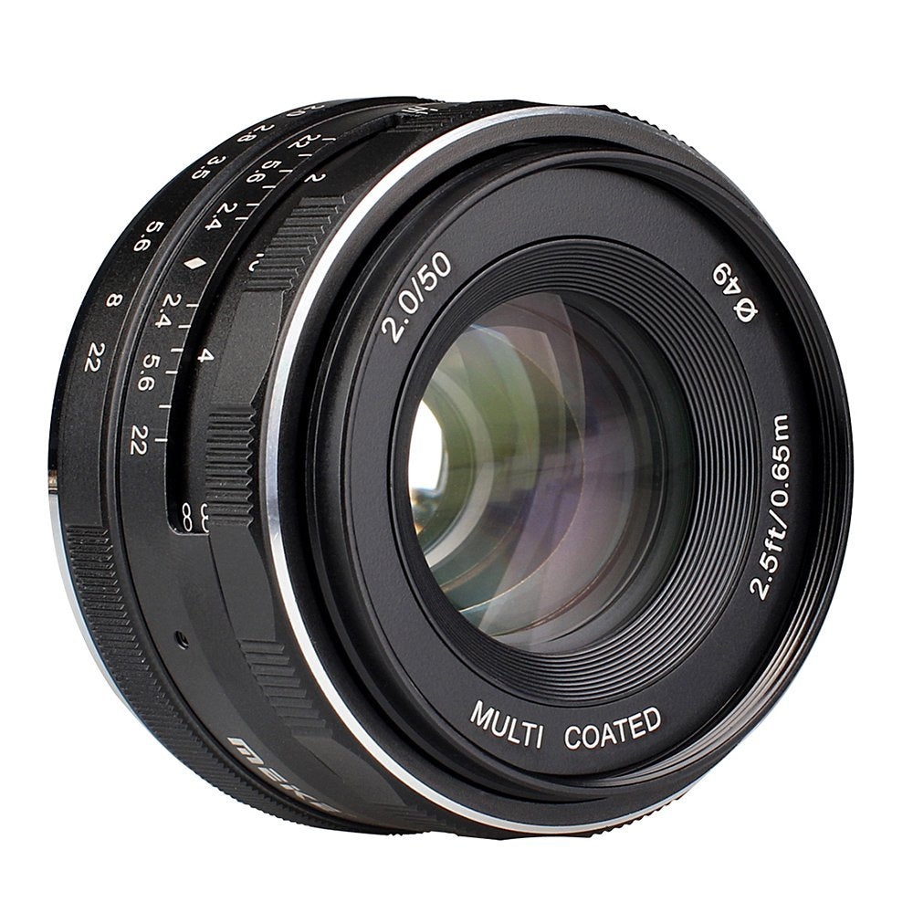 Meike MK-50mm F2.0 Large Aperture Manual Focus Lens for Sony E Mount Camera NEX3/3N/5/5T/5R/6/7/9/A5000/A5100/A6000/A6100/A6300 