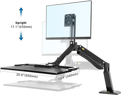 [CLEARANCE] NB North Bayou NB40 22"- 32" with 15Kg Max Payload Sit and Stand Workstation VESA Monitor Desk Mount, Keyboard Tray and Gas Strut Full Motion Swivel Arm for LCD LED TV Television