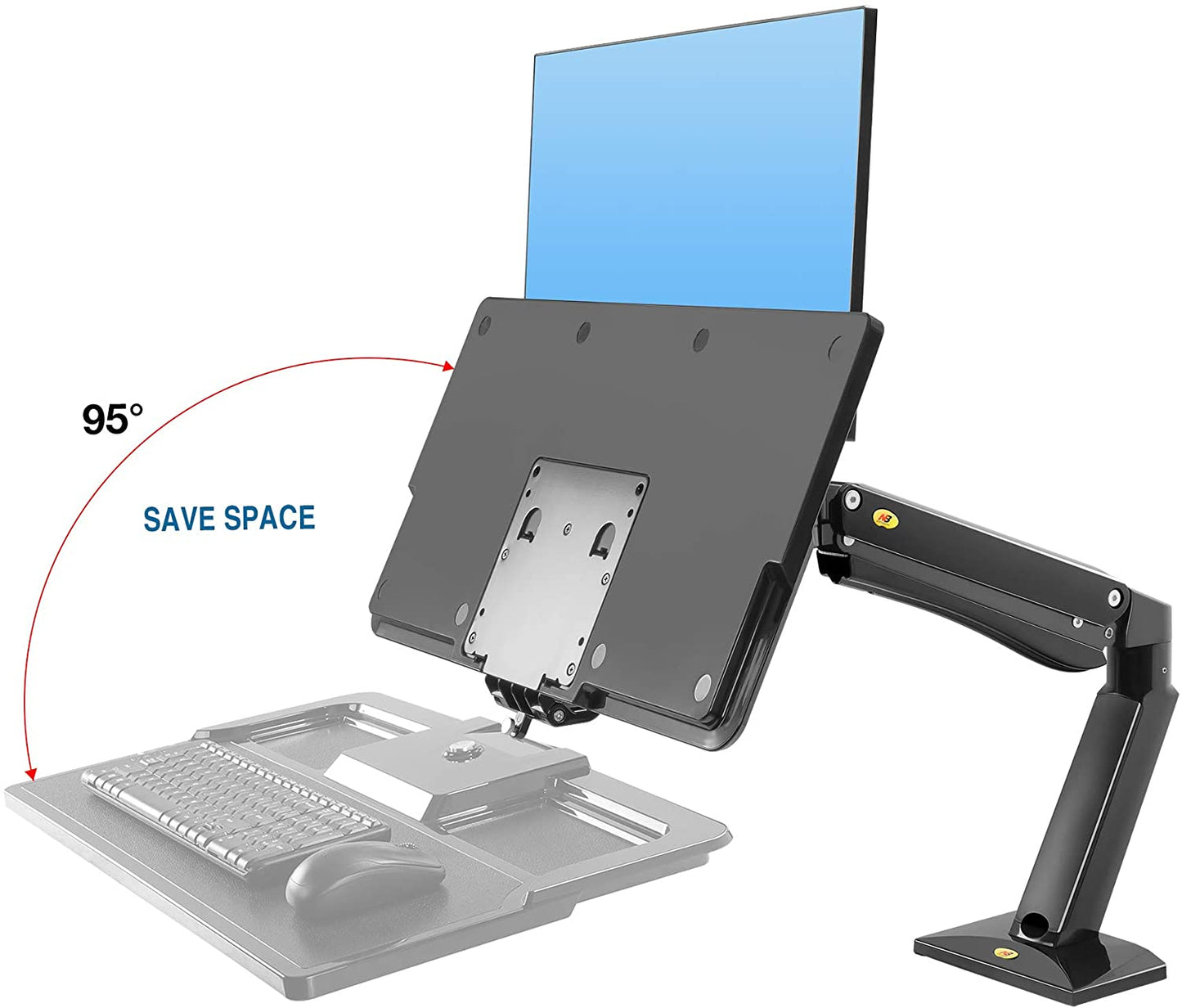 NB North Bayou NB40 22"- 32" with 15Kg Max Payload Sit and Stand Workstation VESA Monitor Desk Mount, Keyboard Tray and Gas Strut Full Motion Swivel Arm for LCD LED TV Television