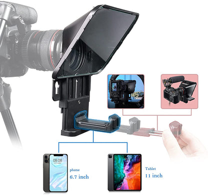 Desview / Bestview T3 11" Universal Teleprompter with Horizontal / Vertical Shooting, Bluetooth Remote Control and Mobile App Support for DSLR, Smartphone and Tablet