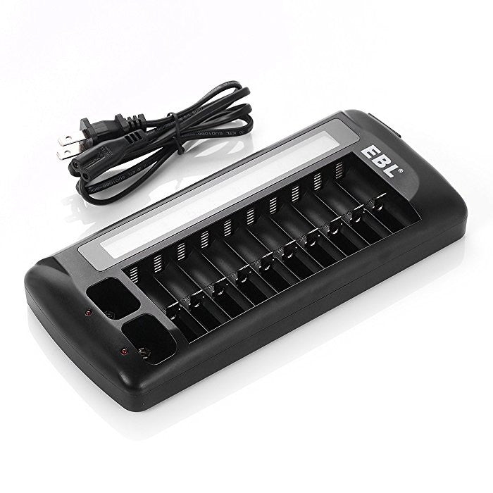 Safe EBL 999 Rechargeable Battery Charger 12 Slot Battery Charger AA AAA 9V 