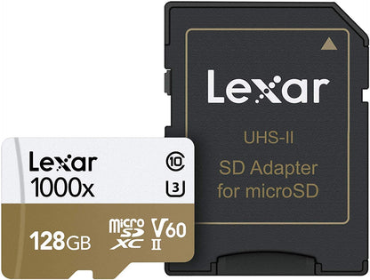 Lexar Professional 1000x 128GB microSDXC UHS II Card with SD UHS-II adapter LSDMI128CB1000A
