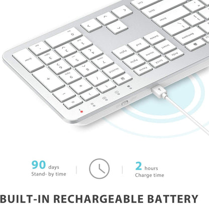 iClever GK08 2.4GHz 17 x 5 Inch Wireless Rechargeable Keyboard and Mouse Combo with Windows and Mac Compatibility GK-08 GK 08