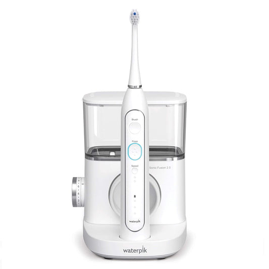 Waterpik Sonic-Fusion 2.0 Professional Flossing Toothbrush 2x High/Low Electric Setting 50/60Hz for Adults (White)