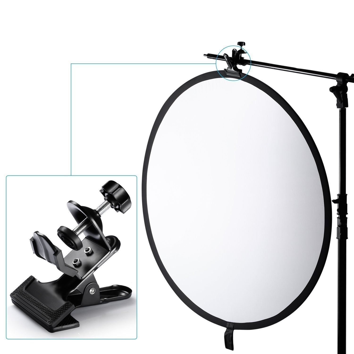 Pxel AA-UC6 Clip Holder with U/C Clamp for Photography Reflector Studio Shooting Light Stand Tripod Boom Arm, Background Support