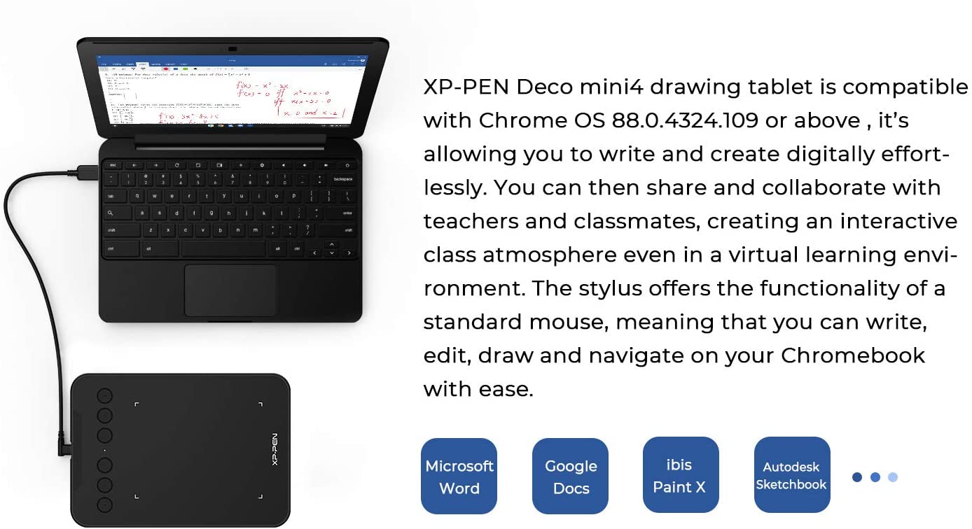 XP-Pen Deco Mini 4 USB Type-C Graphic Pen Tablet with P05D Battery-Free 8192 Level Pressure Sensitive Stylus and 6 Express Keys for Digital Arts, E-Learning and Online Teaching
