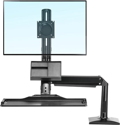[CLEARANCE] NB North Bayou NB35 19"- 27" with 9Kg Max Payload Sit and Stand Workstation VESA Monitor Desk Mount, Keyboard Tray and Gas Strut Full Motion Swivel Arm for LCD LED TV Television