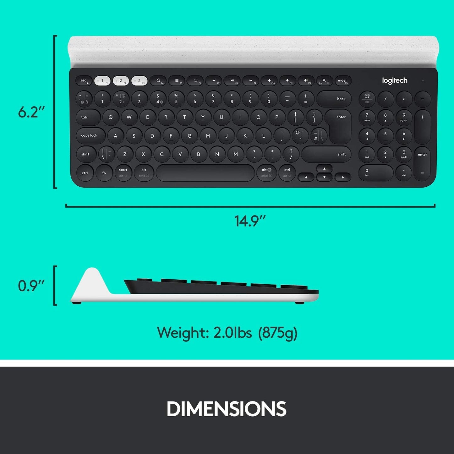 Logitech K780 Multi Device Wireless Bluetooth Keyboard with Quiet Keys for PC, Tablet, and Mobile