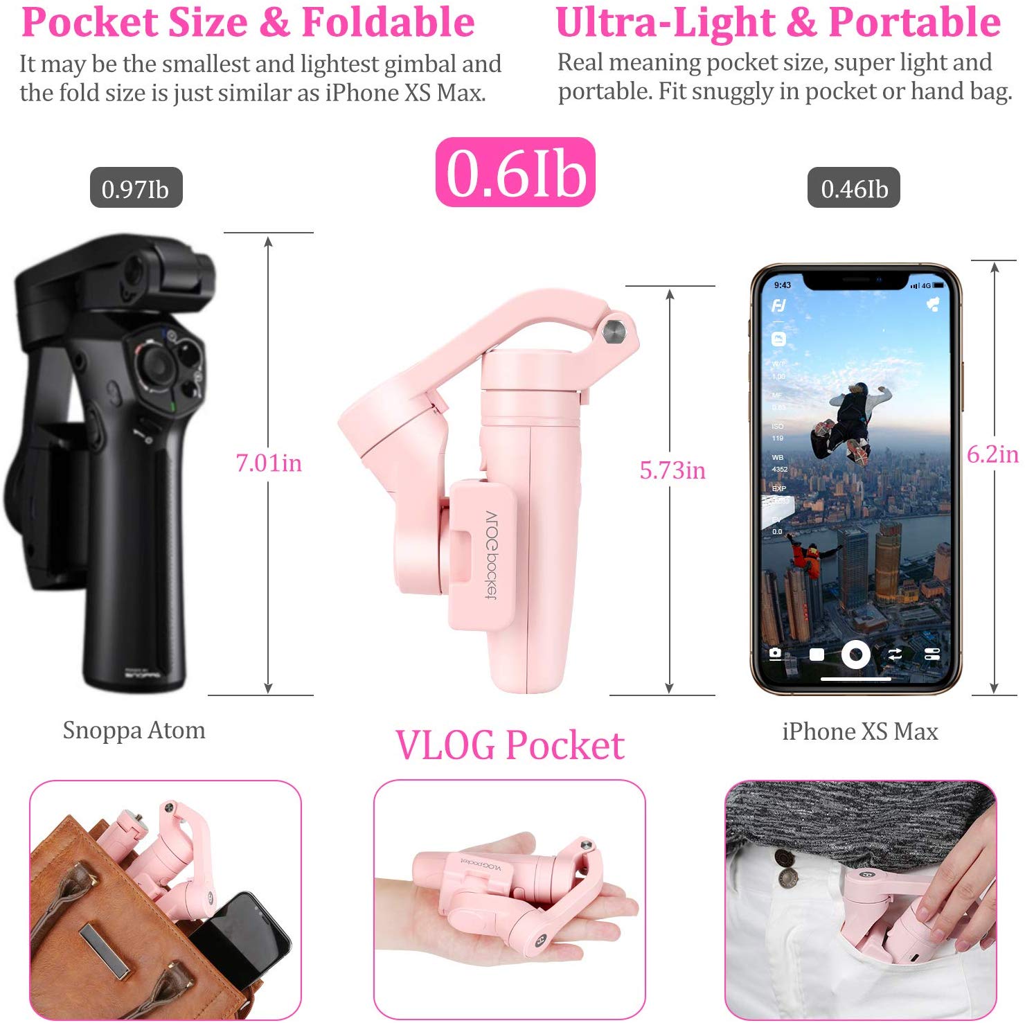 FeiyuTech VLOG Pocket 3-Axis Handheld Gimbal Stabilizer for Smartphones