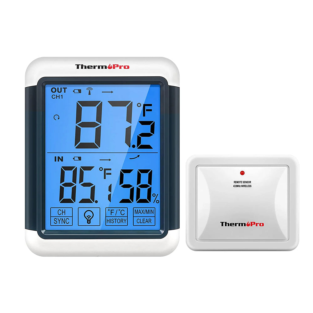 ThermoPro TP65S Digital Thermo-hygrometer, Indoor Temperature and Humidity Remote Monitor Gauge Meter with Backlit LCD, 200 Feet / 60M Wireless Outdoor Thermometer, Rechargeable Sensor