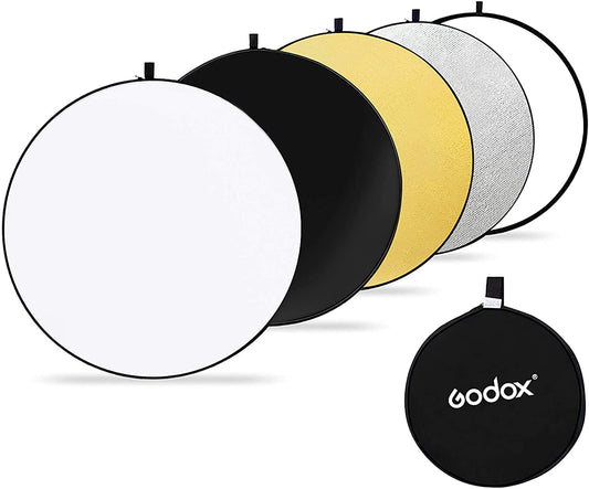 Godox RFT-05-110 110CM 5 in 1 Collapsible Light Flash Studio Reflector Round Diffuser for Studios, Photography, Photo Shoots