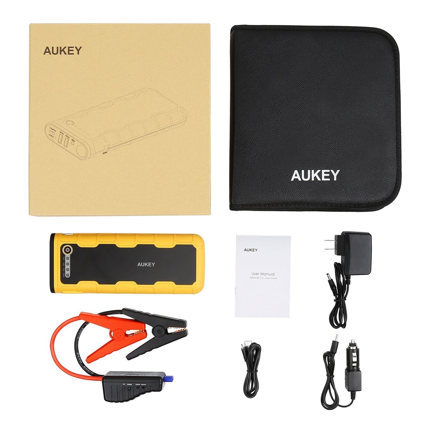 AUKEY 18000mAh Jump Starter with 600A Peak & Smart Clamps Booster for Car, Motorcycles, Lawnmowers, etc.