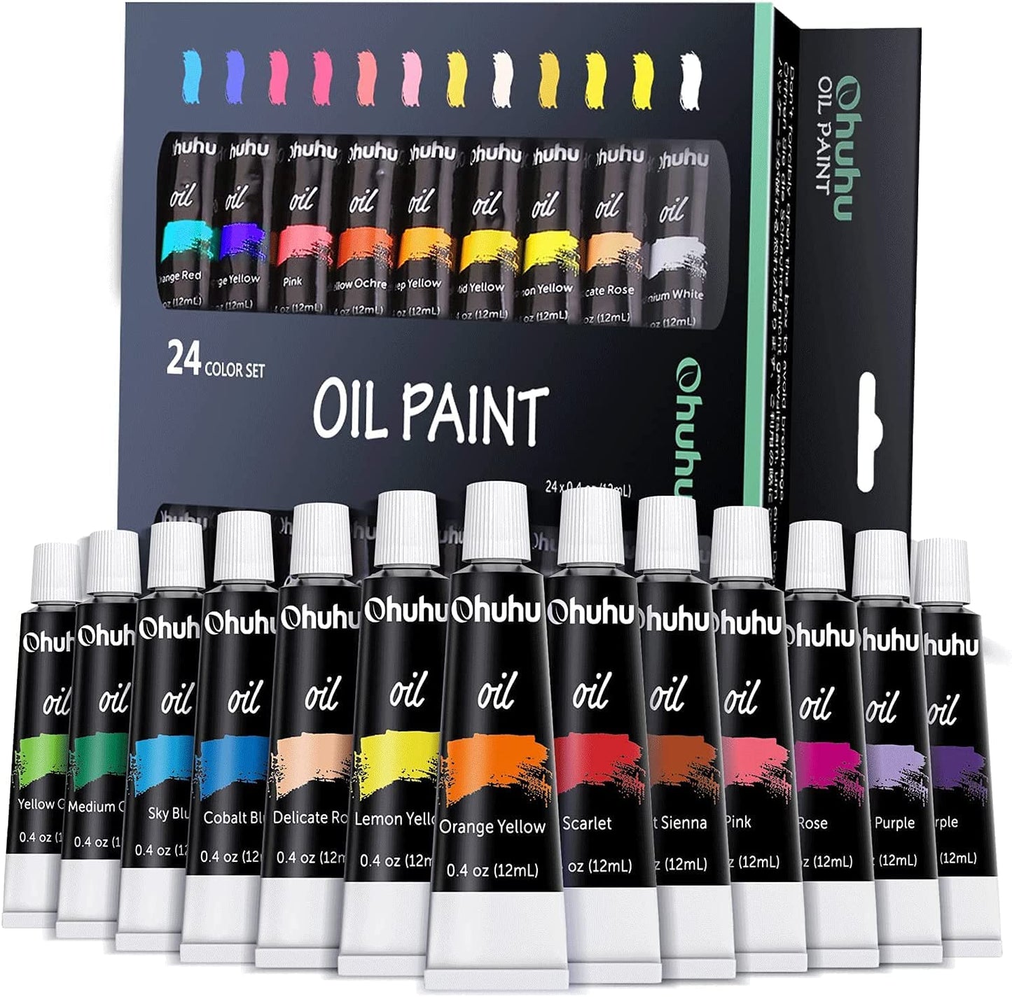 Ohuhu Art Paints 24-Pc Non Toxic 12ml Oil-Based Paint Set Y30-80700-04