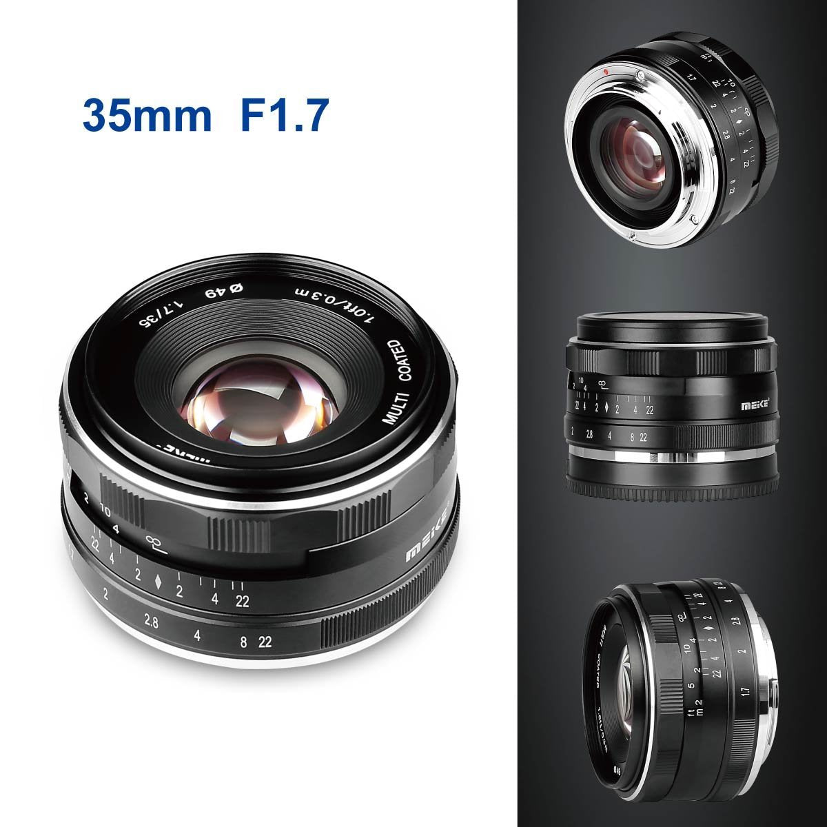 Meike MK-35mm 35mm F1.7 Large Aperture Manual Prime Fixed Lens APS-C for Sony E-Mount Digital Mirrorless Cameras NEX 3 NEX 3N NEX 5 NEX 5T NEX 5R NEX 6 7 A5000, A5100, A6000, A6100,A6300 A6500 A9