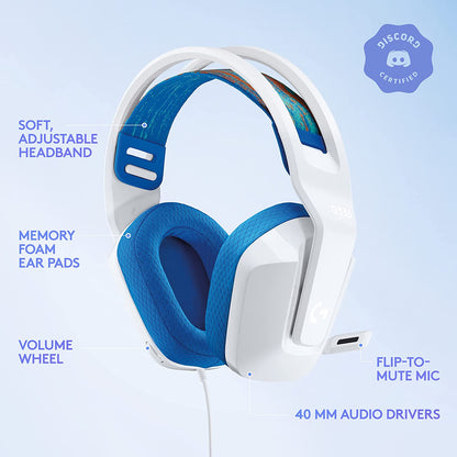 Logitech G335 Wired Gaming Headset with 3.5 mm Audio Jack for PC, Xbox, PlayStation and Mobile Device (Black, White)
