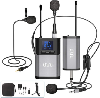 [CLEARANCE] Uhuru by Maono AU-WM721 Professional Battery Powered Wireless UHF Lavalier Microphone with Bodypack Transmitter and Receiver for Interviews, Live Streaming, Dance Teaching, Youtube, Weddings