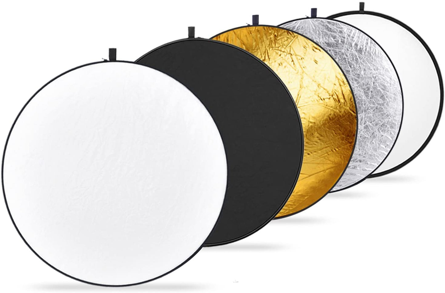 Pxel RF3 KIT Studio Reflector Set with 80cm 5-in-1 Round Reflector (Gold, Black, Silver, White), 60cm 2-in-1 Round Reflector (Silver and Gold) with Stand Support