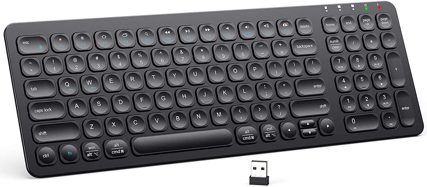 iClever GKA2-01B 2.4GHz 15 x 5 Inch Wireless Rechargeable Keyboard and Number Pad with Mac and Windows Compatibility GKA2 01B
