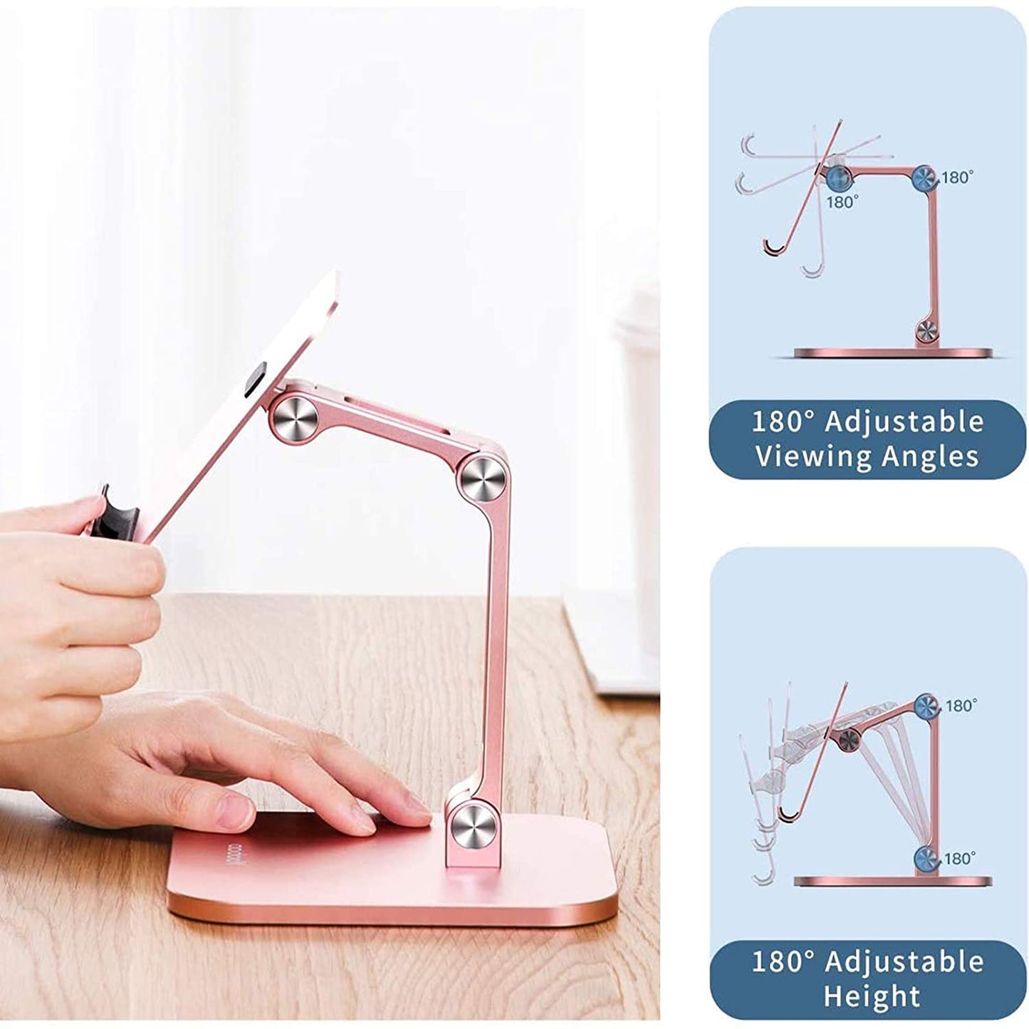Yoobao B2L Foldable Aluminum Stand 180 Degrees Adjustable for Phone, Tablet, iPad Stand Holder (Grey, Rose Gold)