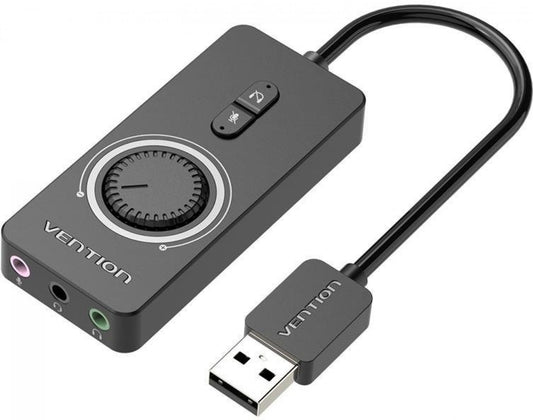 Vention USB 2.0 External Stereo Sound Adapter Card with Volume Control and LED Indicator for PC, Laptops, Earphones, Speakers, Playstation (CDRB) (Available in 0.5M, 0.15M, 1M)