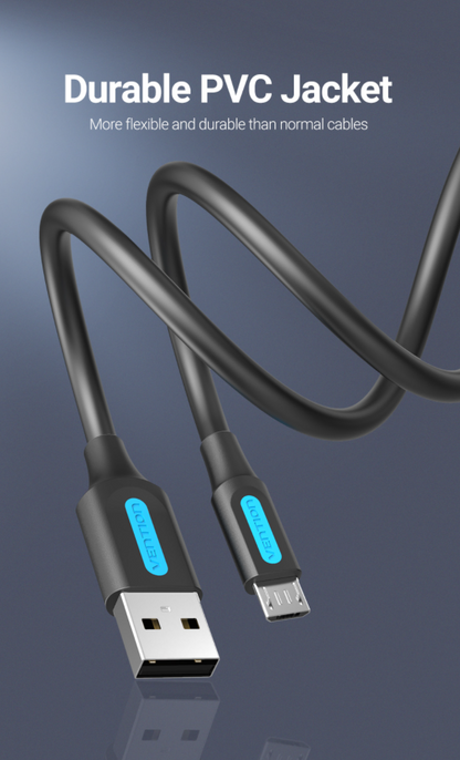 Vention USB 2.0 A Male to Micro-B Male 3A Cable (COL) 480Mbps 0.5M Black