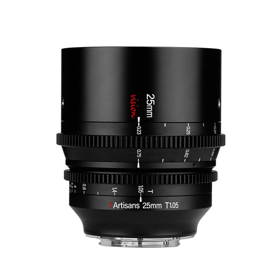 7Artisans Vision 25mm T1.05 Photoelectric MF Manual Focus Cine Lens for APS-C Format Sensors, ED Glass and All-Metal Shell Design for MFT M4/3 M43 Micro Four Thirds Mount Mirrorless Cameras (Black)