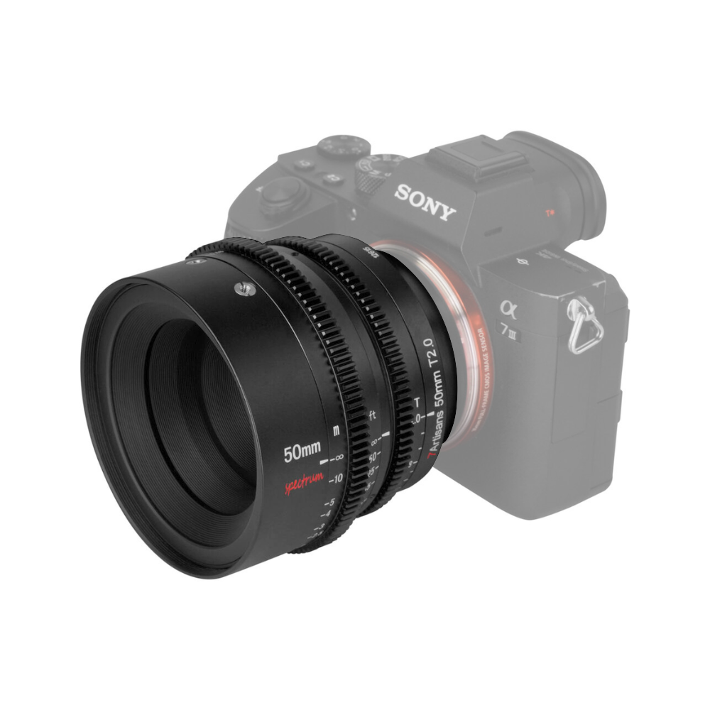 7Artisans Spectrum 50mm T2.0 Full Frame MF Manual Focus Prime Cine Lens with Cinema Grade 0.8 MOD Focus and Iris Gears for Sony E Mount Mirrorless Cameras