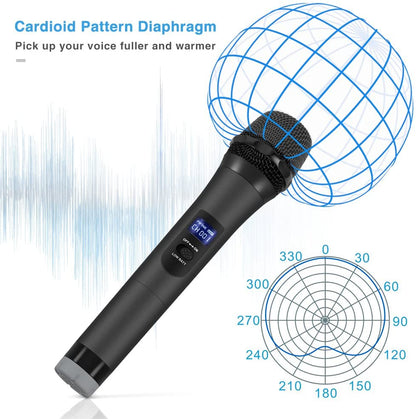 Fifine K025 Wireless Microphone, Handheld Dynamic Mic System for Karaoke Nights, House Parties, Over the Mixer PA System Speakers