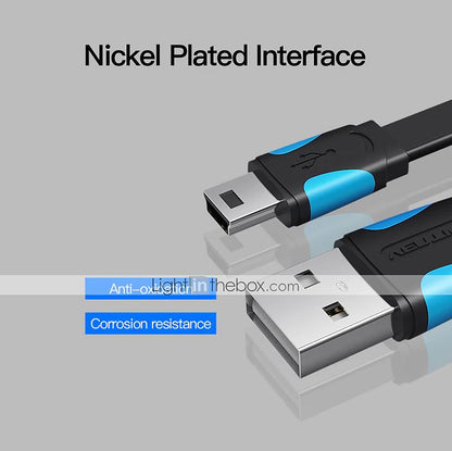 Vention USB 2.0 Male to Mini 1.5M USB Male Copper Conductor Data Cable High Speed Transmission for Laptop, PC, Camera, Charger (VAS-A14)