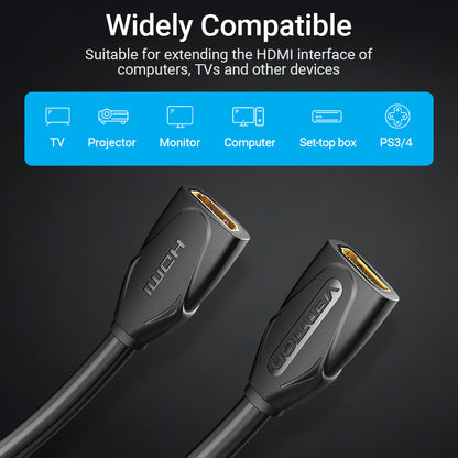 [CLEARANCE] Vention HDMI Extension Cable 4K/60Hz (Female to Female) 0.5 Meters Cord with Gold Plated Interface Anti-Oxidation (AAX)
