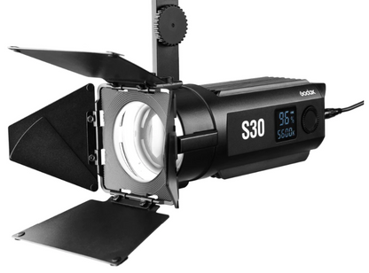 [CLEARANCE] Godox S30 5600K LED Light Kit with Precision Lighting and Dimmable Focusing Function with Adjustable Beam Angle Spotlight for Professional Lighting in Shooting and Photography