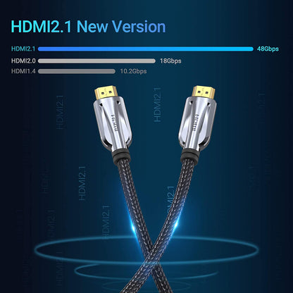 Vention HDMI 2.1 Cable PVC Cotton Mesh (Male to Male) 8KHD 60Hz Video Cable with Zinc Alloy Shell Casing Dynamic HDR Support (Different Lengths Available) (AAL)