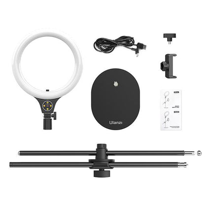 Ulanzi 10inch Desktop Overhead Shooting Bracket Ring Light Set for Selfies, Livestream and Gaming